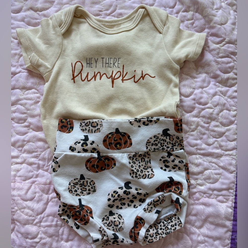 Cream and Brown Pumpkin Print Baby Outfit